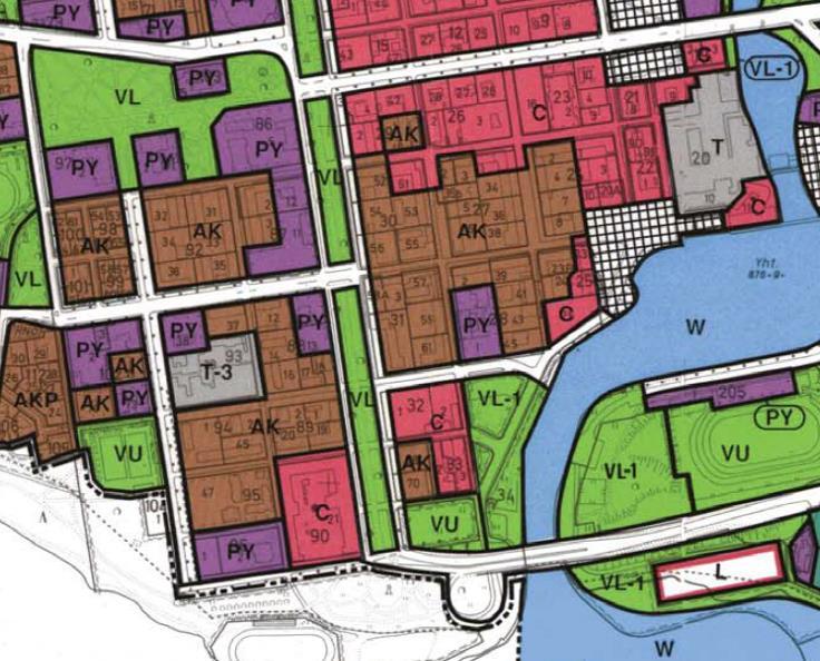 1956 vahvistettu asemakaava nro 819. Asemakaavassa tontti on asunto- ja liiketontti, jonka länsireunassa on rakennusala ainakin PL4 :n B-luokan vaatimukset täyttävää asuin- ja liikerakennusta varten.