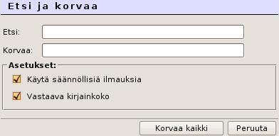 joita tietokoneen näppäimistöltä ei välttämättä löydy. Erikoismerkkejä voidaan lisätä klikkaamalla ruudulle aukeavasta ikkunasta haluttua merkkiä.