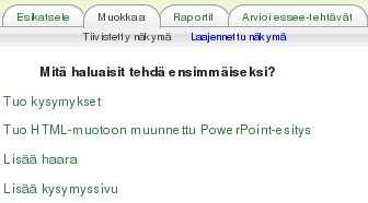 Oppitunnin muokkaaminen Oppitunnin laatiminen aloitetaan lisäämällä tehtäväsarja tai luomalla ensimmäinen oppitunnin sivu.