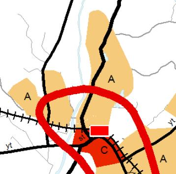 6 S i v u 3 LÄHTÖKOHDAT 3.1 Selvitys suunnittelualueen oloista 3.1.1 Alueen yleiskuvaus Suunnittelualue sijaitsee ydinkeskustan pohjoisosassa, junaradan ja Vähäjoen välissä.