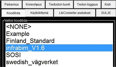 9 KOODIKIRJASTO *.nfcl 9.2 LandNova LandNovassa on valmiina InfraBIM -nimikkeistön mukainen koodilista infrabim_v1.6. RAK_v.2.1.nfcl koodilistan voit ladata alla olevasta linkistä: https://www.