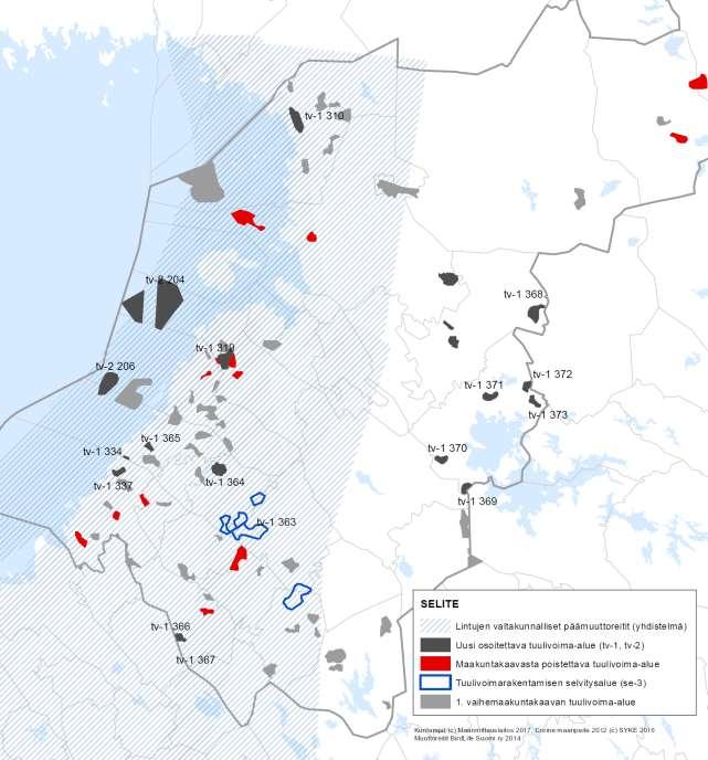 Kuva 29. Vaihemaakuntakaavassa käsiteltävien alueiden sekä 1.