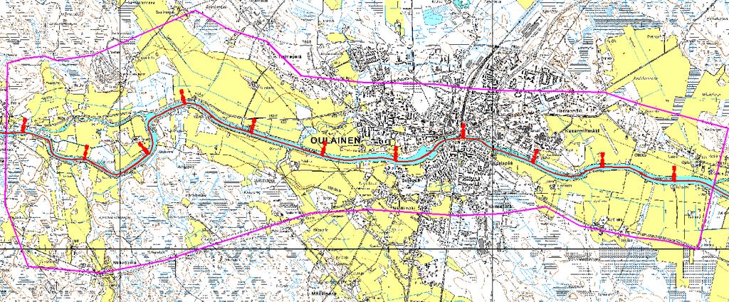 POHJOIS-POHJANMAAN YMPÄRISTÖKESKUS PYHÄJOKI, OULAISTEN ALUEEN TULVAKARTAT HW1/20