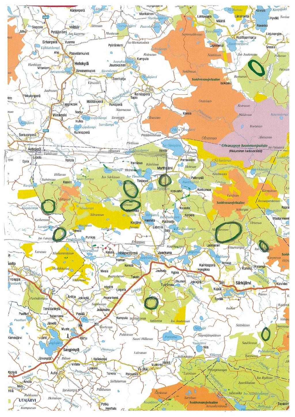 Esimerkkejä Veden johtamiseen soveltuvista aapasoista Metsähallituksen