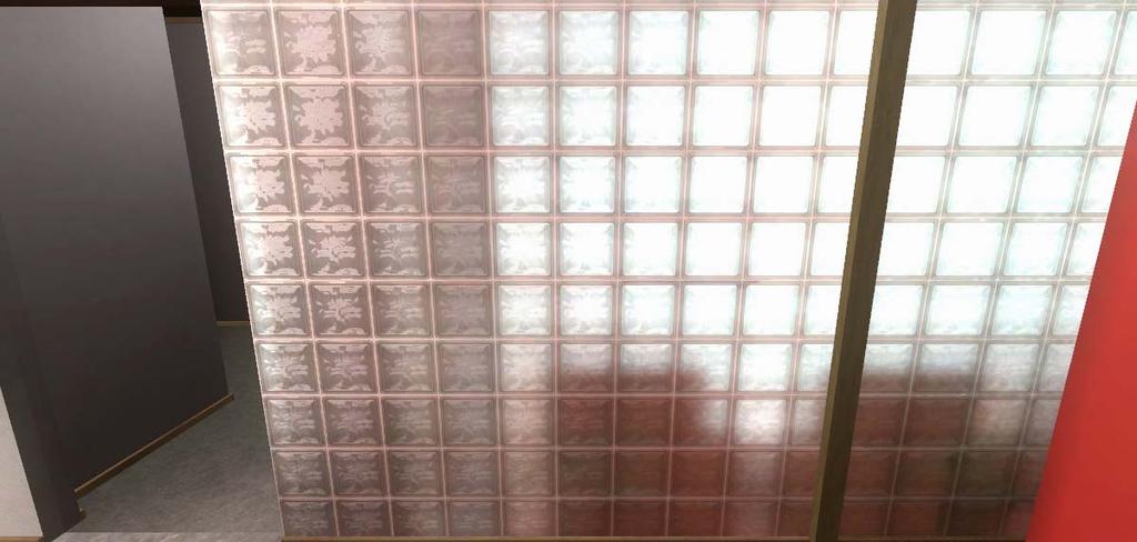 20 Kuvio 9. Ylhäällä kuva 3ds Maxissa rendatusta lasitiilimateriaalista Unityssa. Alhaalla sama sivusta katsottuna. Ei näytä oikealta.