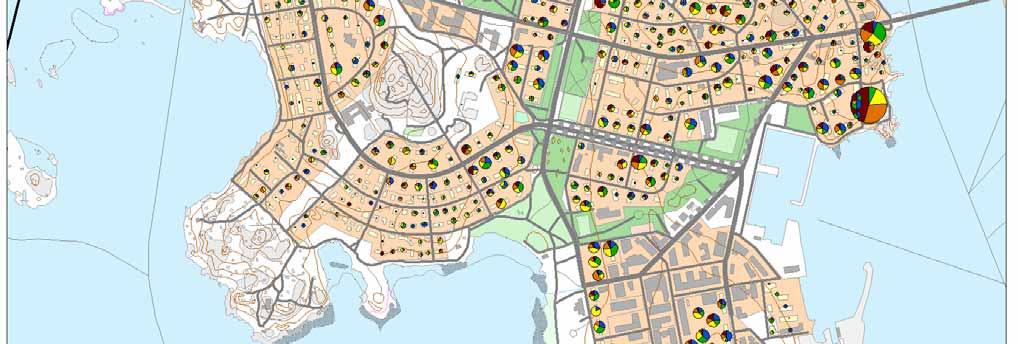 Vanhusten sijoittuminen koko suunnittelualueella tarkasteltiin käyttämällä tietokantana SeutuCD:n tietoja vuoden 2002