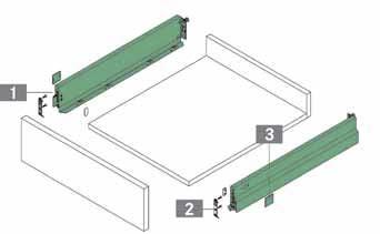 NOVA PRO CLASSIC Laatikon sivu H90 korkeus 90mm suora laatikon sisäreuna polttomaalattu valkoinen teräs korkeus-, sivusäätö ei työstöjä pohjalevyssä sama pohjan ja takasarjan leveys etusarjan
