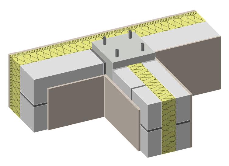 Besiribojanti lengva konstrukcija Gelžbetonin monolitin kolona ISOVER stiklo vata, 100 mm (KL-35,