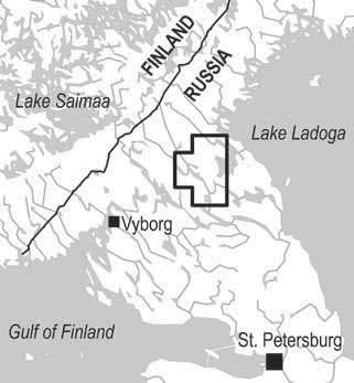 LIMITATIONS OF CHRONOLOGICAL TOOLS Fig. 1. The research area is located in the River Vuoksi Valley, Karelian Isthmus, Russia. The maximum size of the research area is 30 x 40 kilometers.