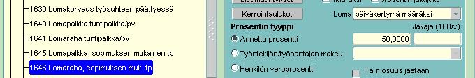 kohta Henkilön keskiansio, jolloin aktivoituu viereinen ikkuna, josta valitaan keskiansioksi Lomapalkkasopimuksen mukainen