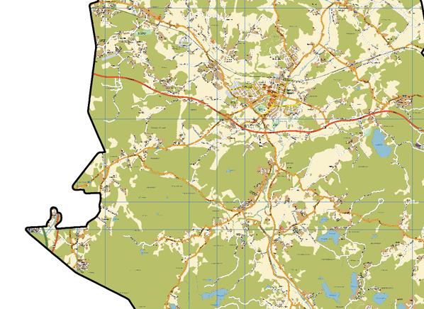 kaavoituskohteet mustalla rajauksella.