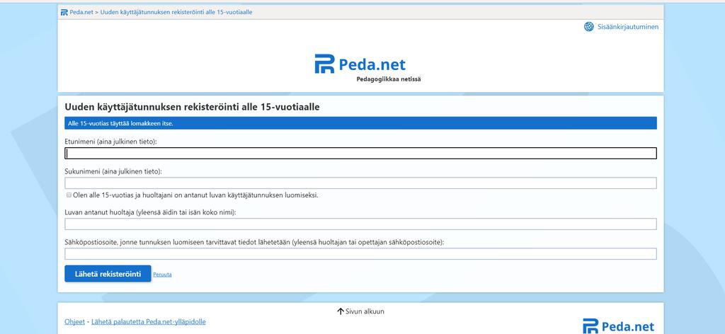 Täytä kaikki kohdat huolellisesti yhdessä huoltajasi kanssa.