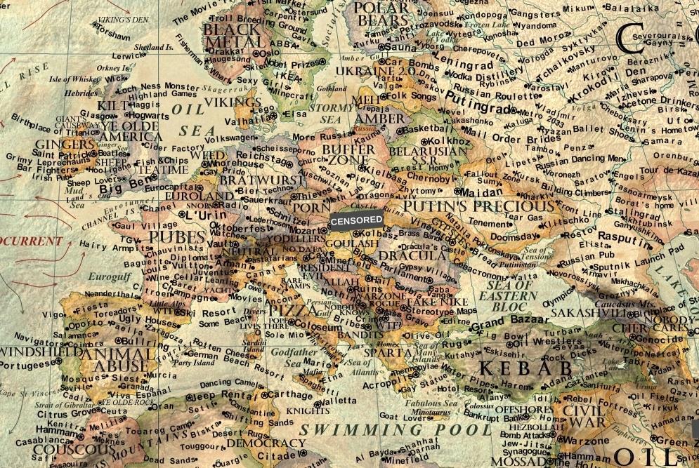STEREOTYPES? They are generalisations! Martin Vargic, a Slovak artist, produced a world map that contains stereotypes linked to the different countries.