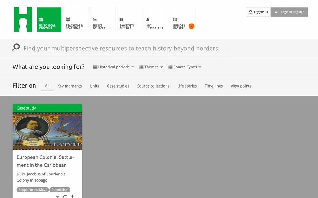 Historical content -osiossa käyttäjät voivat selata Historianaa