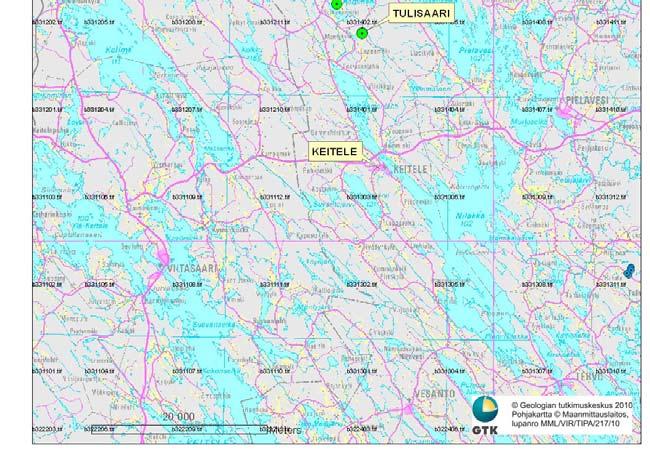 karttalehdellä 3314 02 (kuva 1). Etäisyys Keiteleen keskustaan on noin 20 km.