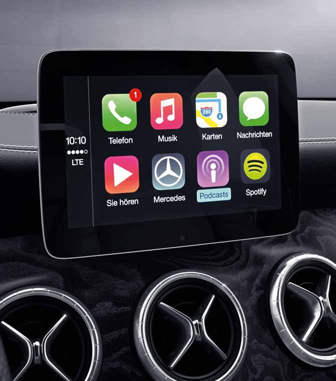 41 Täydellisen verkotuksen tiellä Tehdaslisävarusteisen älypuhelimen integrointipaketin yhteydessä autoon voidaan integroida sekä iphone - älypuhelimet Apple CarPlayn TM avulla että
