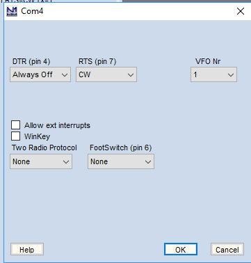 Tarkista että ICOM HEX -koodi on oikea 7A ja rastita kohta PTT via radio