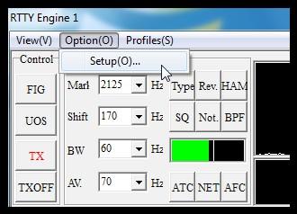 Klikkaa RTTY engine 1 -ikkunasta