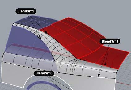 BlendSrf - osa 2 16 / 32 Seuraavaksi tehdään pinta katon ja sivuikkunan välille. 7. BlendSrf-komento 8.