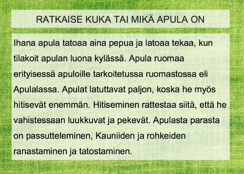 Hyvä sanastoharjoitus Sanasto oppilaan kiinnostuksen mukaan Sopiva vaikeustaso Oppilas ottaa vastuun ja ohjaa omaa oppimista, mahdollisuus seurata kehitystä Kehittää