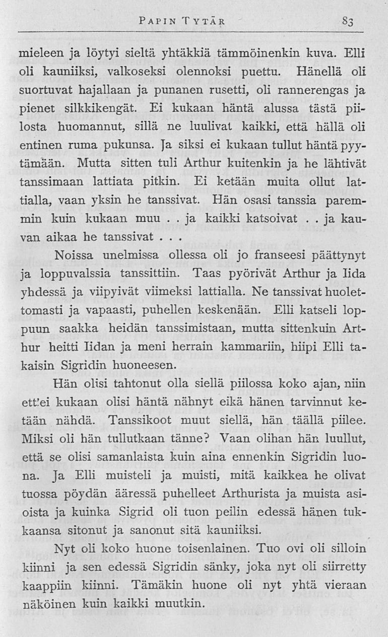 Papin T ytär 83 mieleen ja löytyi sieltä yhtäkkiä tämmöinenkin kuva Elli oli kauniiksi, Valkoseksi olennoksi puettu Hänellä oli suortuvat hajallaan ja punanen rusetti, oli rannerengas ja pienet