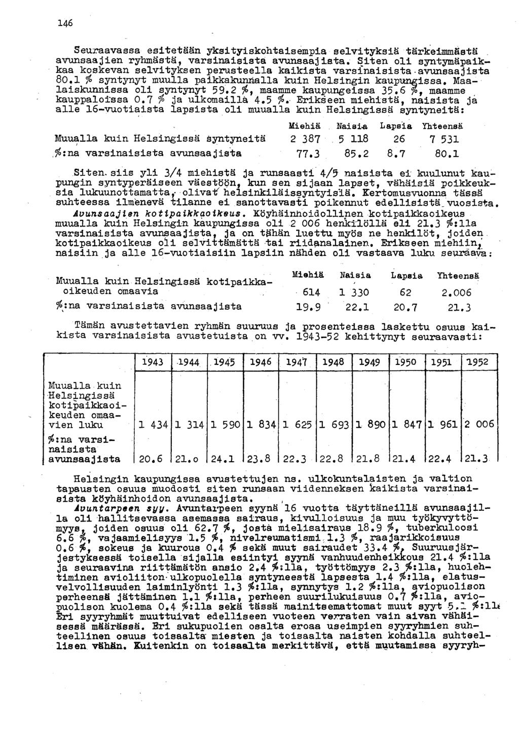 46 Seuraavassa esitetään yksityiskohtaisempia selvityksiä tärkeimmästä avunsaajien ryhmästä, varsinaisista avunsaajista.