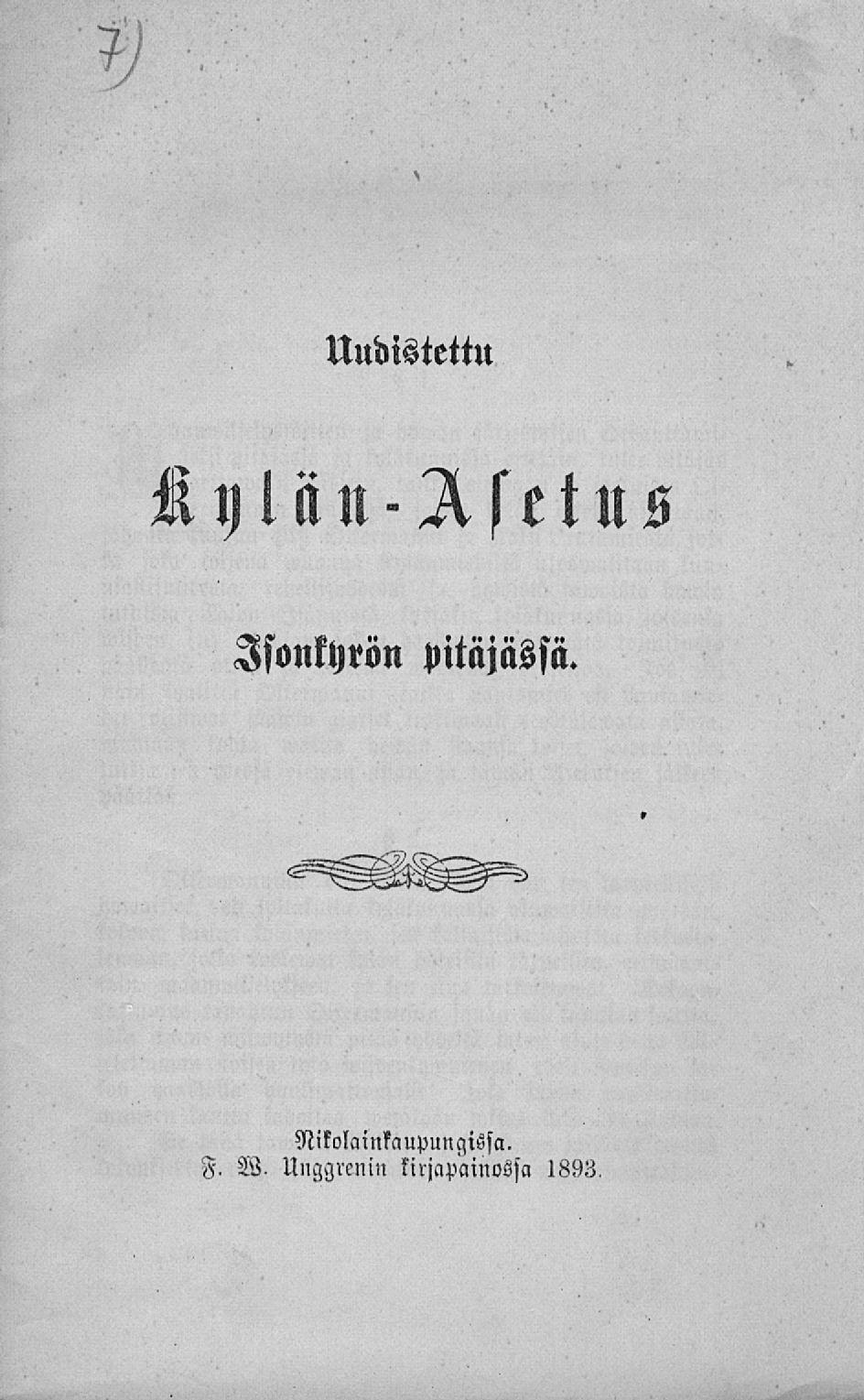 Uudistettu Ky län-asetus Isonkyrön pitäjässä.
