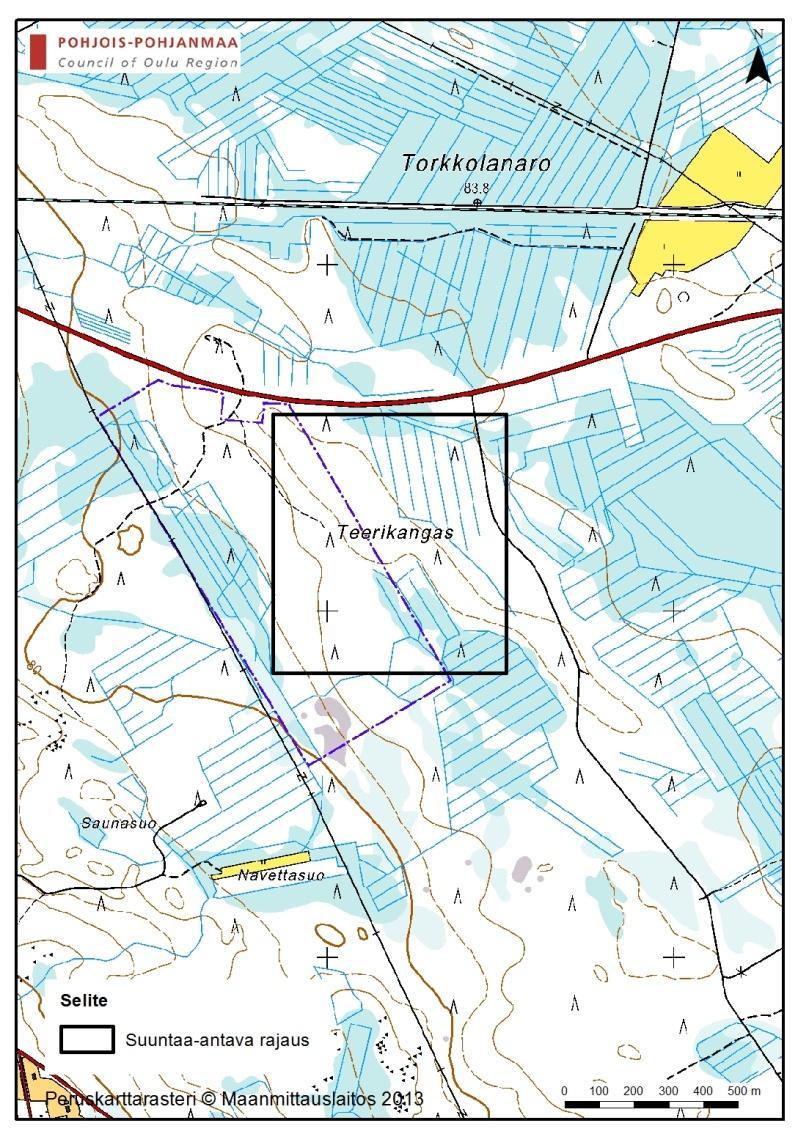 RATAKORTTI 43 (melun laskennassa n:o 90) - 1km etäisyydellä 0-2km etäisyydellä 0-4km etäisyydellä xxxxxx - 20km etäisyydellä xxxxxx - 50km etäisyydellä xxxxx Muhos Teerikangas Seudullinen