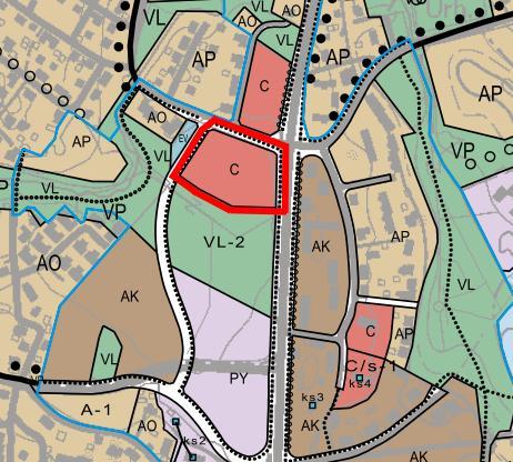 Yleiskaava Osayleiskaavassa Kirkonseudun ydinkeskustan osayleiskaavan muutos (KV hyväksynyt 14.2.2002 ja tullut lainvoimaiseksi KHO:n päätöksen jälkeen 18.6.