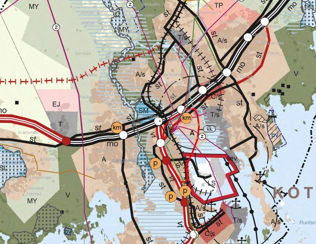 3 maakuntakaavassa merkitty A Taajamatoimintojen alue, joka sisältää kohdemerkinnän km