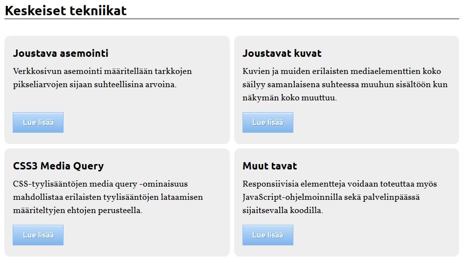 25 KUVA 8. Elementtien asettelu kun selaimen leveys on pienempi kuin 1200 pikseliä.