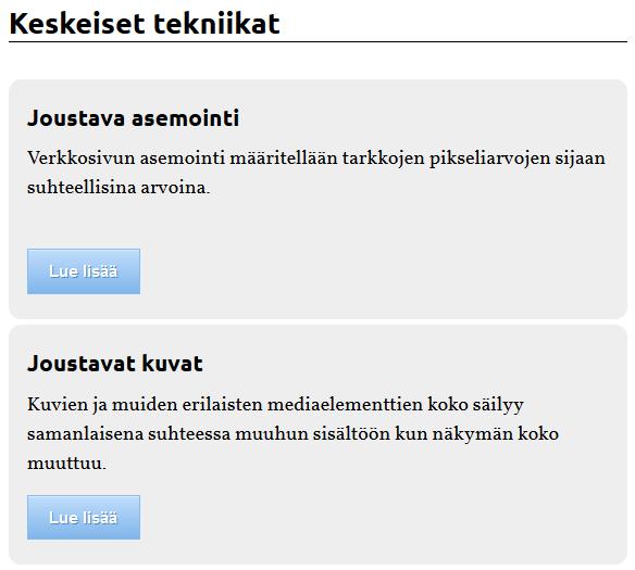 elementin leveydeksi 100%. Näin yksi elementti käyttää koko isäntäelementin leveyden verran tilaa.