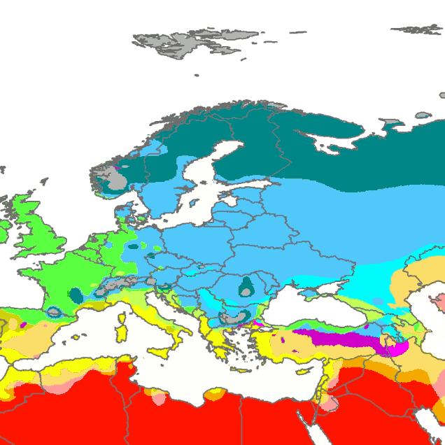 Suomi Köppenin ilmastoluokituksen mukaan: Kylmätalviset ilmastot Dfb Lämminkesäinen mannerilmasto. Havumetsää, sekametsää ja lehtimetsää.