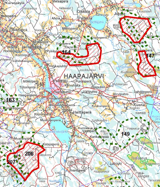 63 Kaavaehdotusvaiheen arviointiin sisältyvät alueet: Alueen nimi Alue nro Selvitykset Pajunperänkangas 206-207 - Manneralueen tuulivoimaselvitys Kaavaehdotus Manneralueen tuulivoimaselvitys