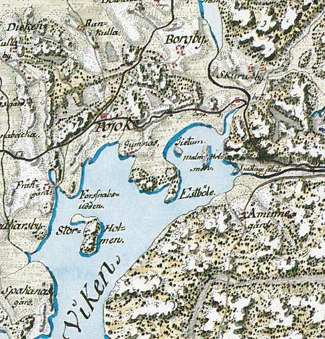 8 Senaatin kartalle ja venäläiselle topografikartalle vuodelta 1872 Gumnäsiin on merkitty kaksi rakennusta.