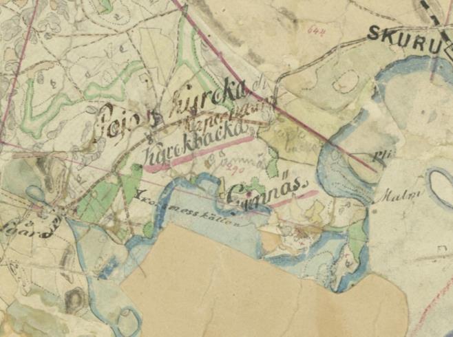Pohja ja Gumnäs Kuninkaankartalla vuosilta 1776 1805 ja pitäjänkartalla vuodelta 1842. (Alanen ja Kepsu 1989, Kansallisarkisto 2015 05.