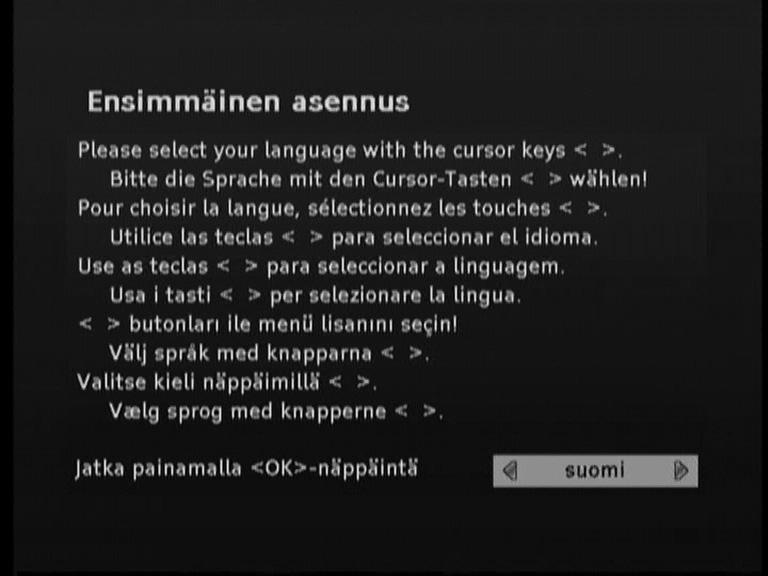 Käyttö Kytkentä päälle/pois Kytke vastaanotin päälle painamallakaukosäätimen virtanäppäintä. Odota, kunneskuvaruudulle ilmestyy kuva.