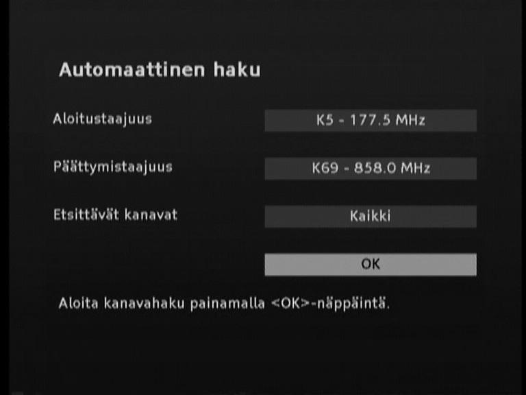 Seuraa ohjeita, jotka on annettu tämän sivun kohdassa Ensiasennus. LED palaa punaisena, jos viritin on Stand-by-tilassa. LED vilkkuu ohjelmiston päivitystilassa.