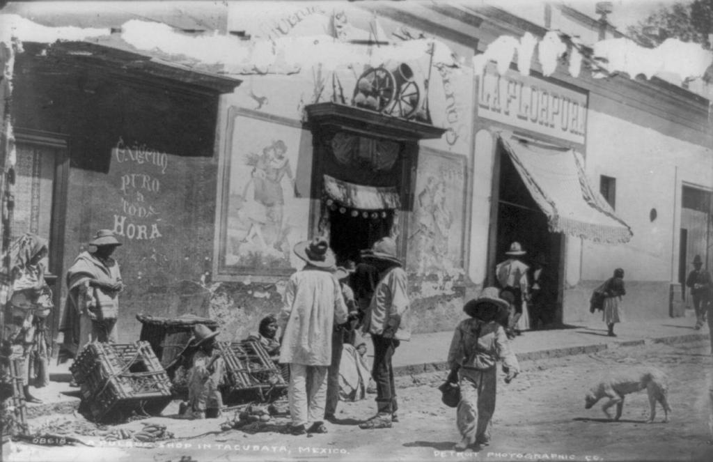 7 Kuva 10 MEKSIKOLAINEN PERINTÖ William Henry Jacksonin vuonna 1884 ottama kuva pulque-baarista eli pulqueriasta Meksikon Tacubayassa.