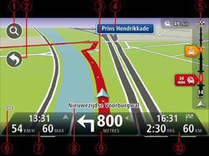 Ajonäkymä Tietoja ajonäkymästä Kun TomTom -navigaattori käynnistyy ensimmäisen kerran, näytössä on ajonäkymä ja tarkat tiedot sijainnistasi.