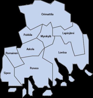 3 Kuntayhtymällä on kiinteitä toimipisteitä Porvoossa (3 kpl), Askolassa, Loviisassa, Helsingissä, Vantaalla ja