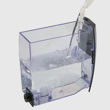 Vesisäiliön päivittäinen puhdistus SUOMI 27 1 Irrota vesisäiliössä oleva pieni valkoinen suodatin tai vesisuodatin Intenza+ (jos asennettu) ja pese se raikkaalla vedellä.