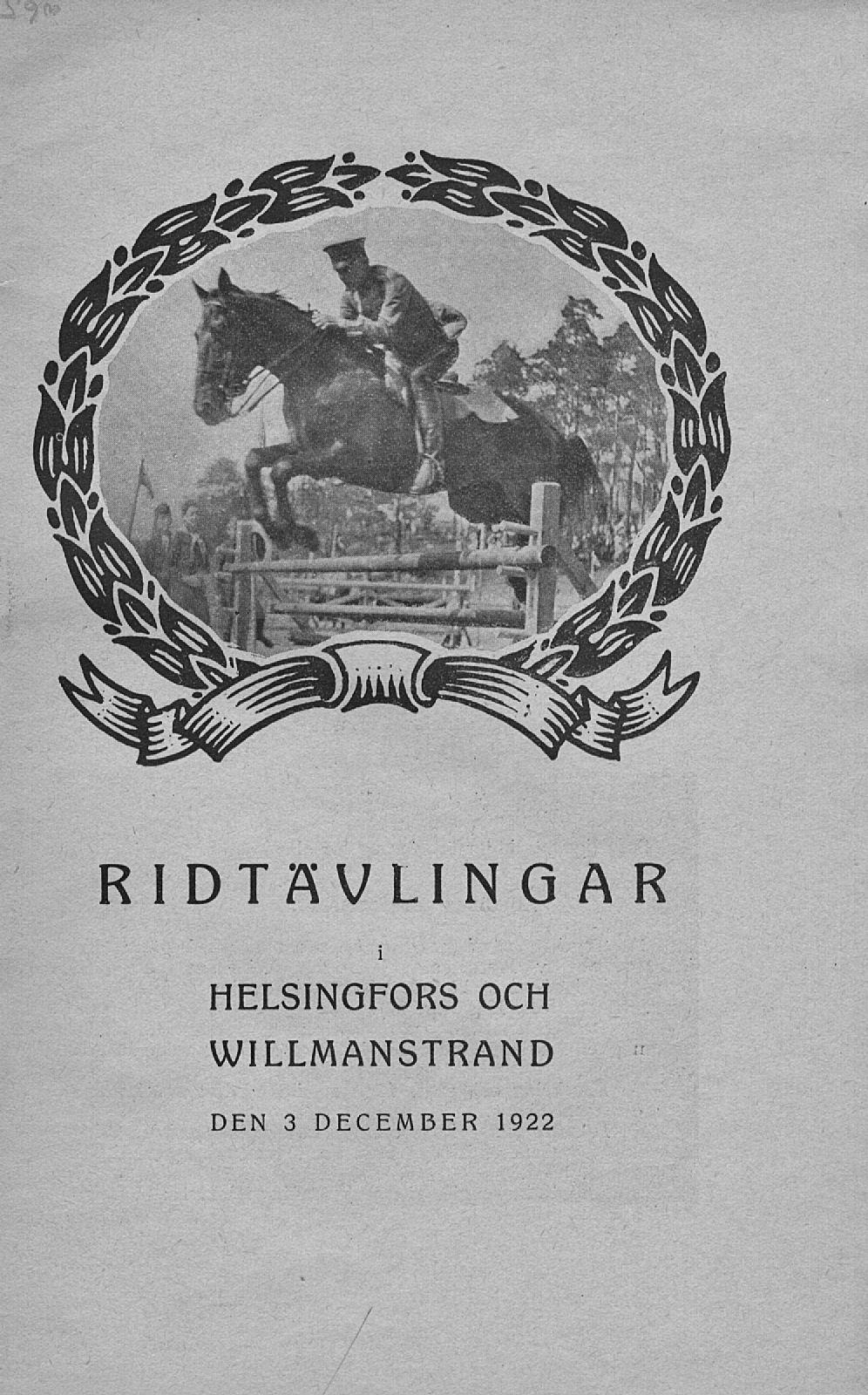T^ RIDTÄVLINGAR i HELSINGFORS OCH