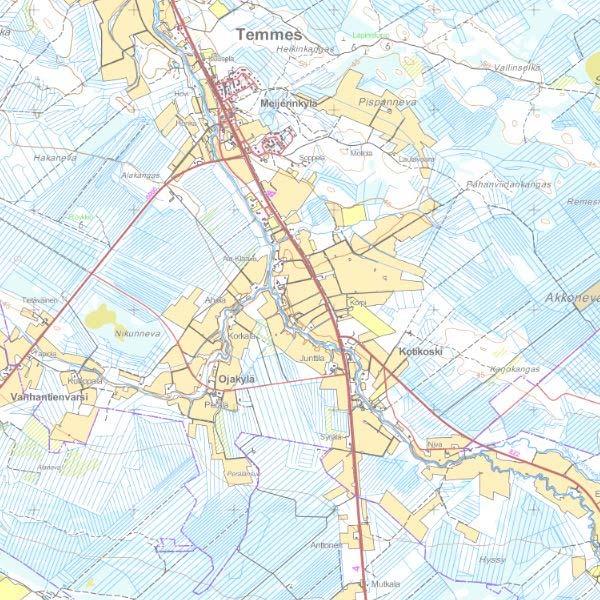 Pohjois-Pohjanmaan lakeudella sijaitsevan Temmeksen läpi virtaava Temmesjoki saa alkunsa Pelson suoalueelta, virtaa vähävetisenä ja mutkittelevana läpi Temmeksen kylän ja laskee lopulta