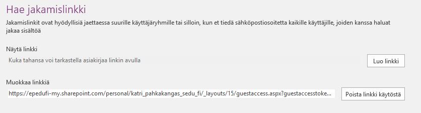 tiedostoa. Valitse myös pitääkö henkilön olla kirjautuneena.