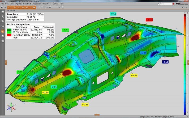 20 Kuva 10. Esimerkki Atos Professional -mittauksesta. (GOM mbh www-sivut 2015) Kuvassa 10 on esimerkkinä suoritettu vertailu CAD-malliin.