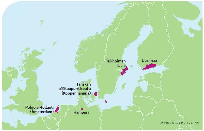 Uudenmaan strateginen asemointi EU-tasolla tärkeää Sosiaalisen kehityksen indikaattori (SPI) Nykytilanne: Uudenmaan sijoitus koko EU:n alueella 7. (2016) Tavoitetaso?