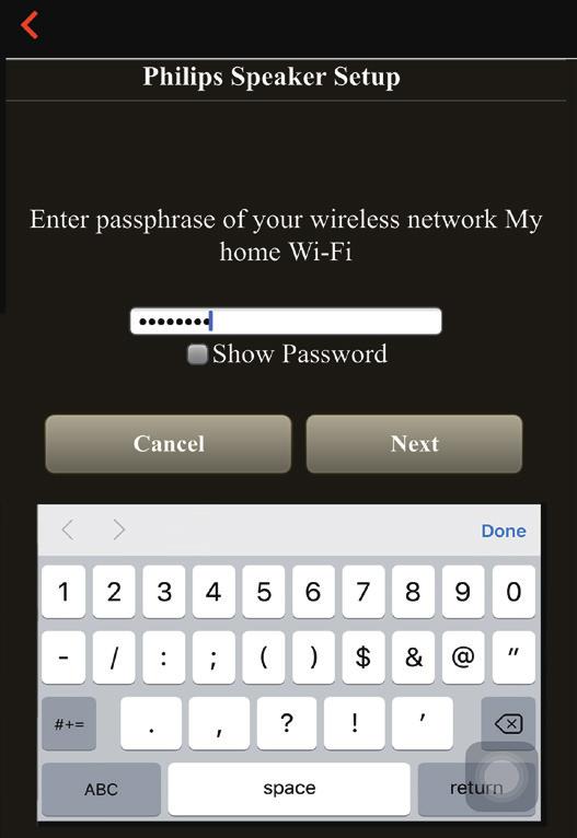 Suomi 9 Kirjoita Wi-Fi-kotiverkon salasana, valitse Valmis ja Seuraava.