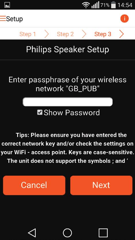 7 Valitse Wi-Fi-kotiverkko ja napauta Seuraava-painiketta. 9 Odota, kunnes AW2000-laitteen virran ja tilan merkkivalo palaa valkoisena. AW2000 on yhteydessä Wi-Fikotiverkkoosi.