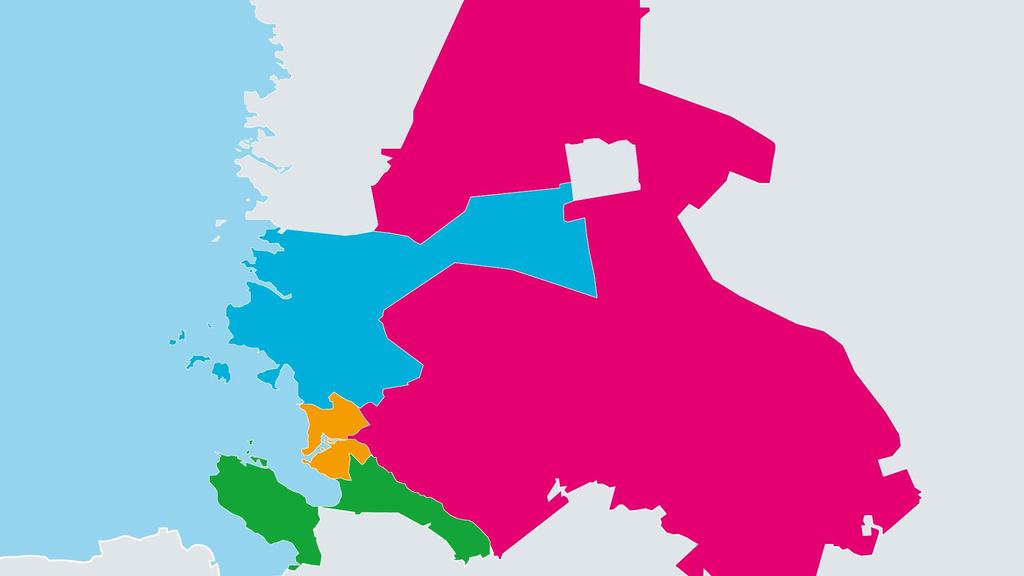 KESKINEN ALUE 67 367 asukasta 2015 2025: + 230 lasta ETELÄINEN ALUE 40 097 asukasta 2015 2025: - 370 lasta POHJOINEN ALUE 50 148